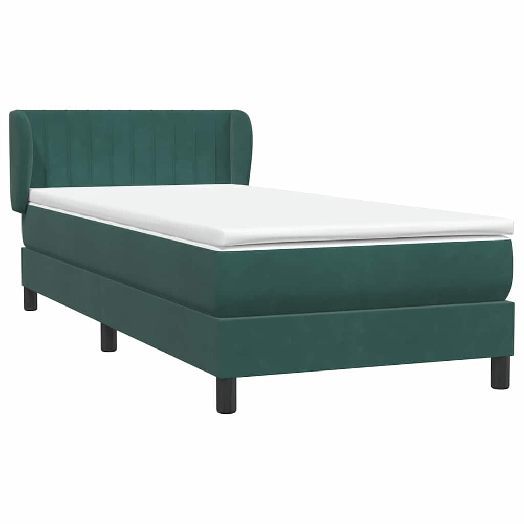 Pat box spring cu saltea, verde închis, 80x220 cm, catifea GartenMobel Dekor