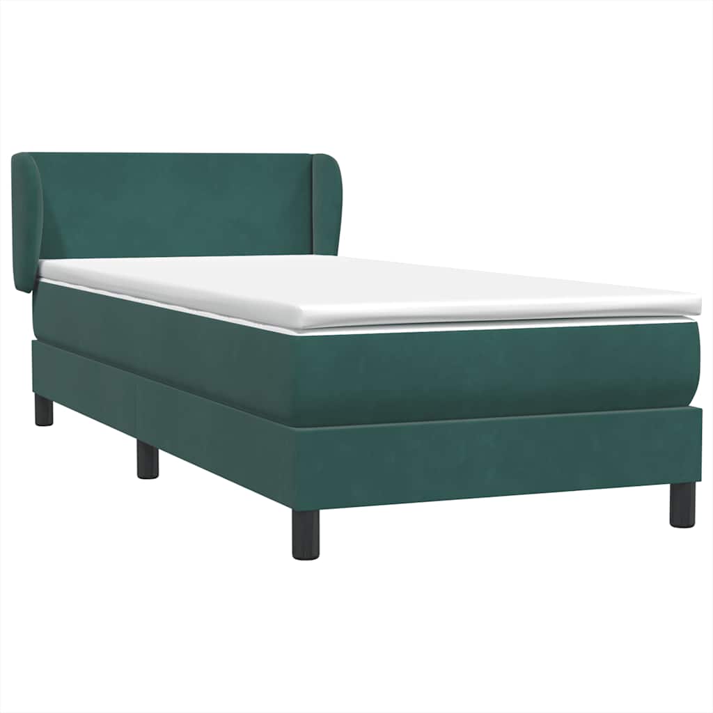 Pat box spring cu saltea, verde închis, 80x220 cm, catifea GartenMobel Dekor
