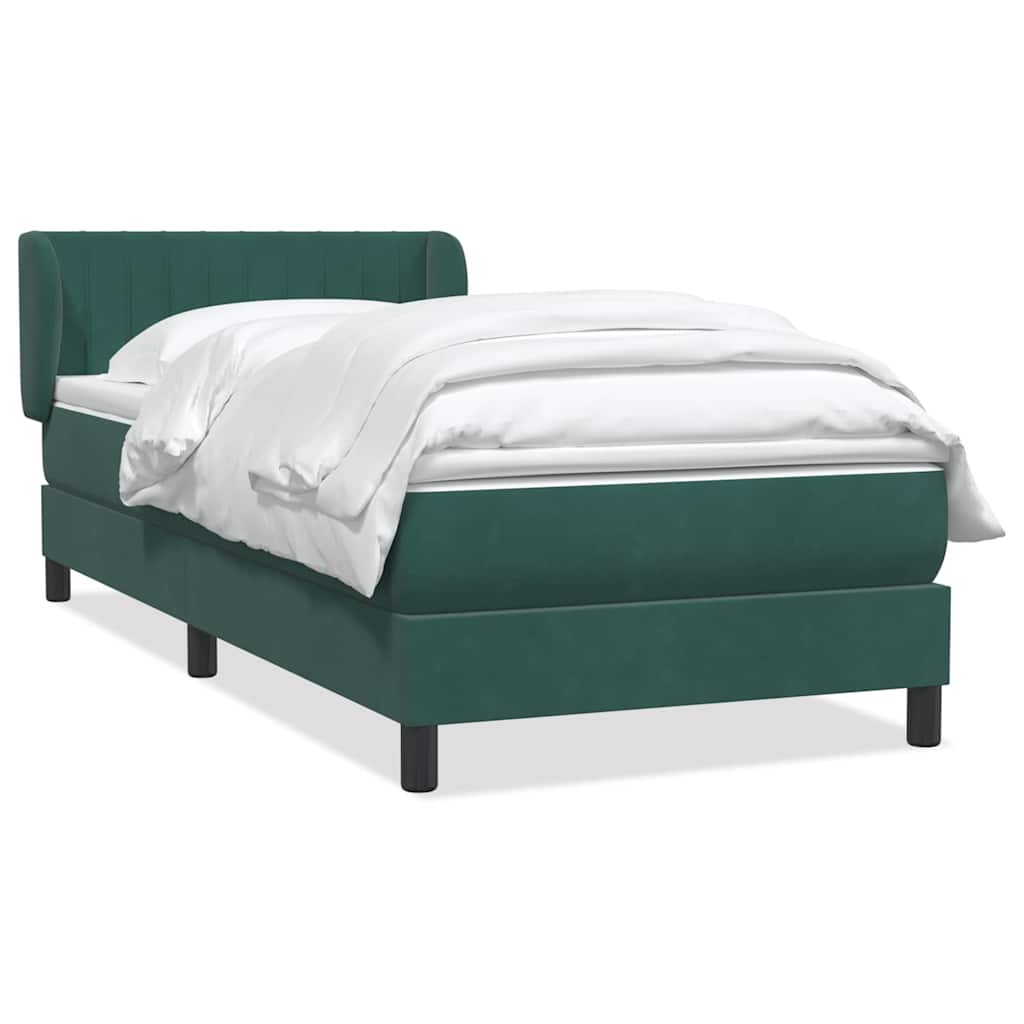 Pat box spring cu saltea, verde închis, 80x220 cm, catifea GartenMobel Dekor