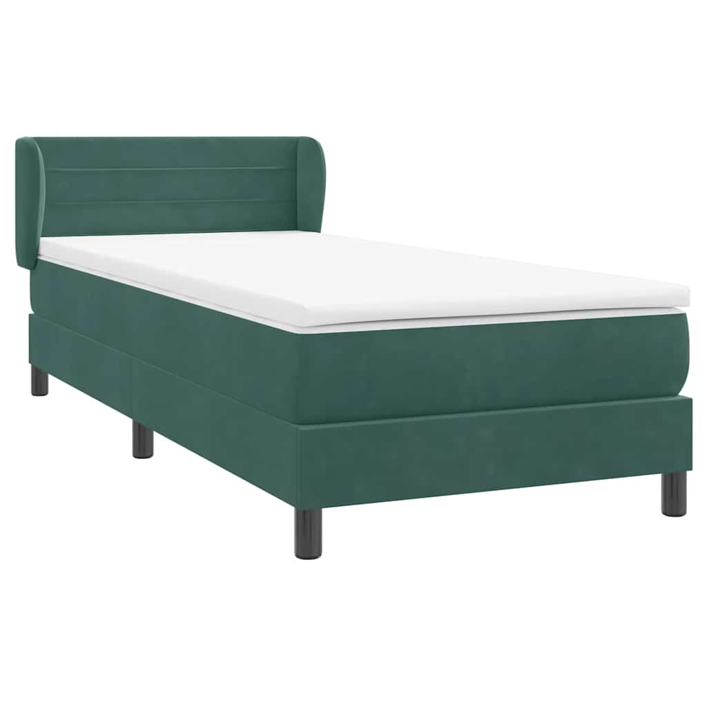 Pat box spring cu saltea, verde închis, 80x220 cm, catifea GartenMobel Dekor