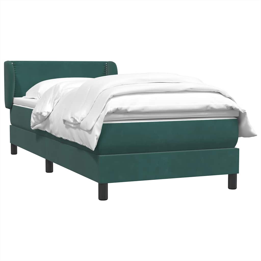 Pat box spring cu saltea, verde închis, 80x220 cm, catifea GartenMobel Dekor
