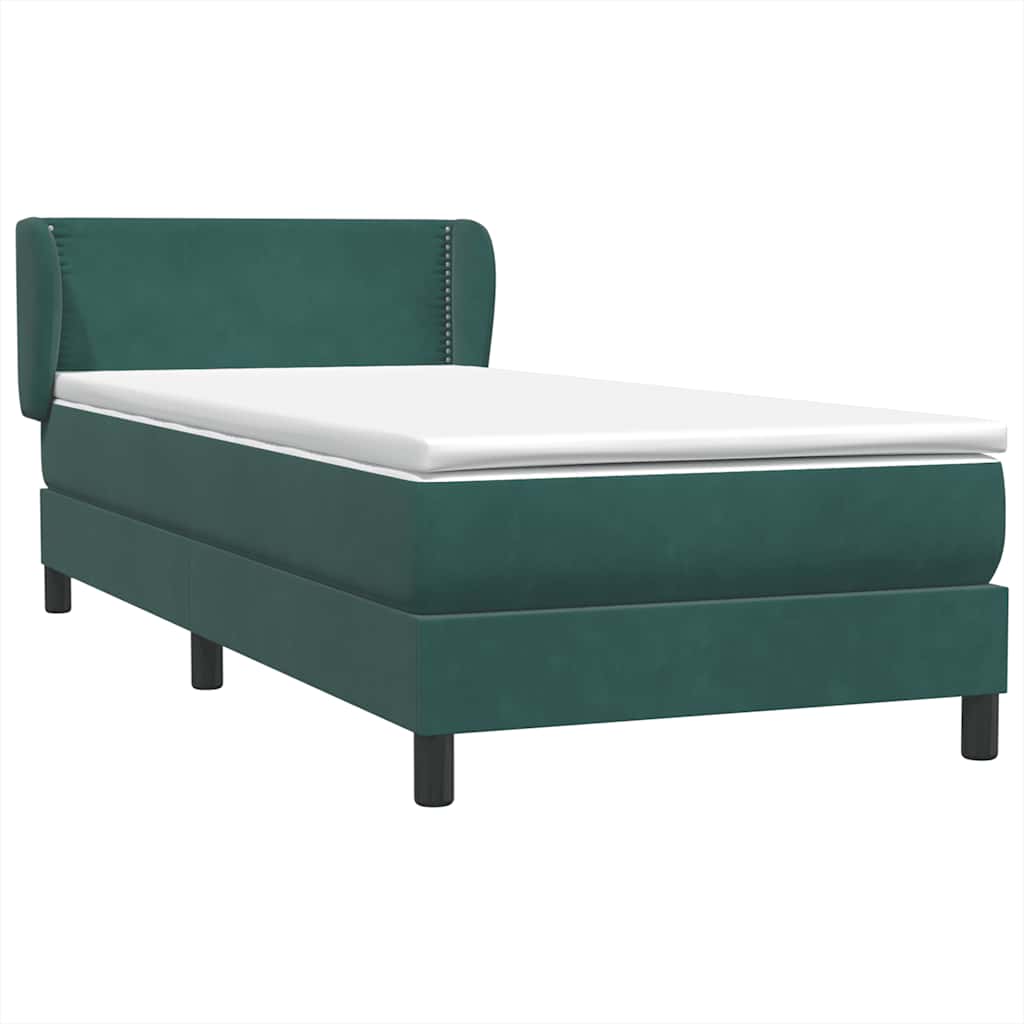 Pat box spring cu saltea, verde închis, 80x220 cm, catifea GartenMobel Dekor