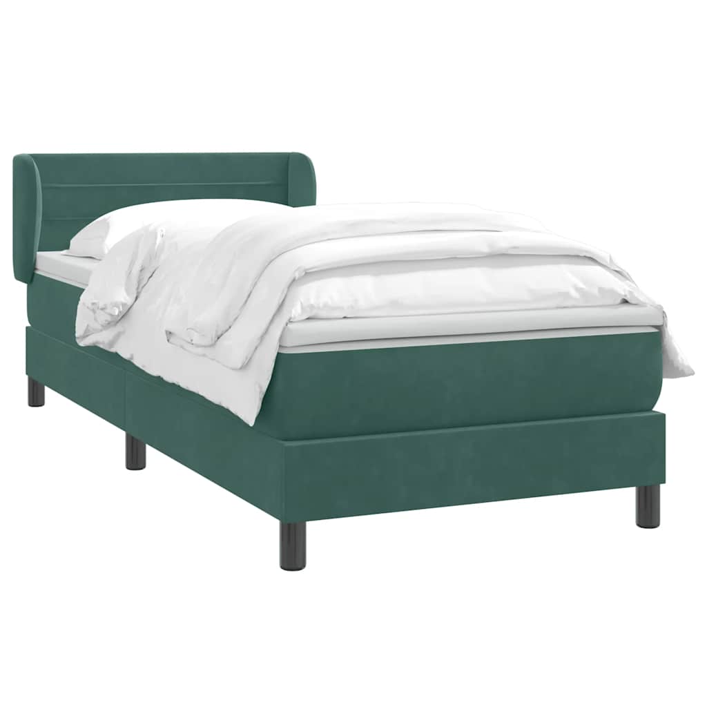 Pat box spring cu saltea, verde închis, 80x220 cm, catifea GartenMobel Dekor