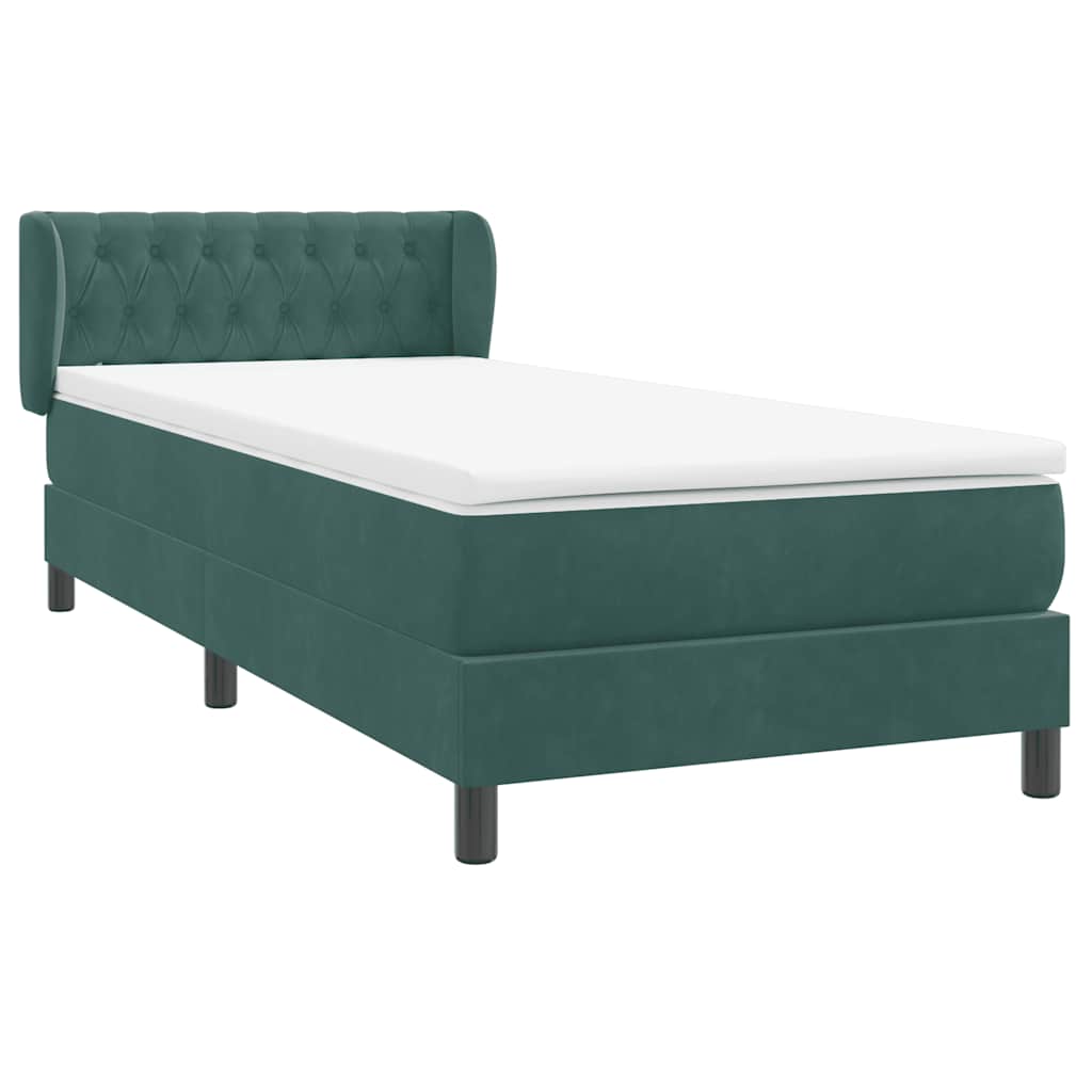 Pat box spring cu saltea, verde închis, 80x220 cm, catifea GartenMobel Dekor