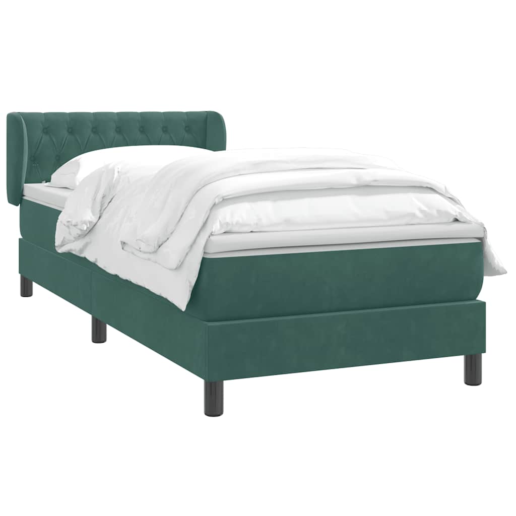 Pat box spring cu saltea, verde închis, 80x220 cm, catifea GartenMobel Dekor