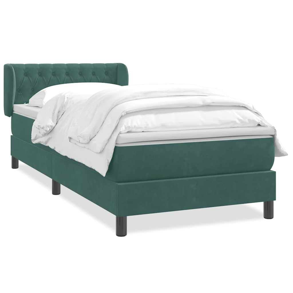 Pat box spring cu saltea, verde închis, 80x220 cm, catifea GartenMobel Dekor