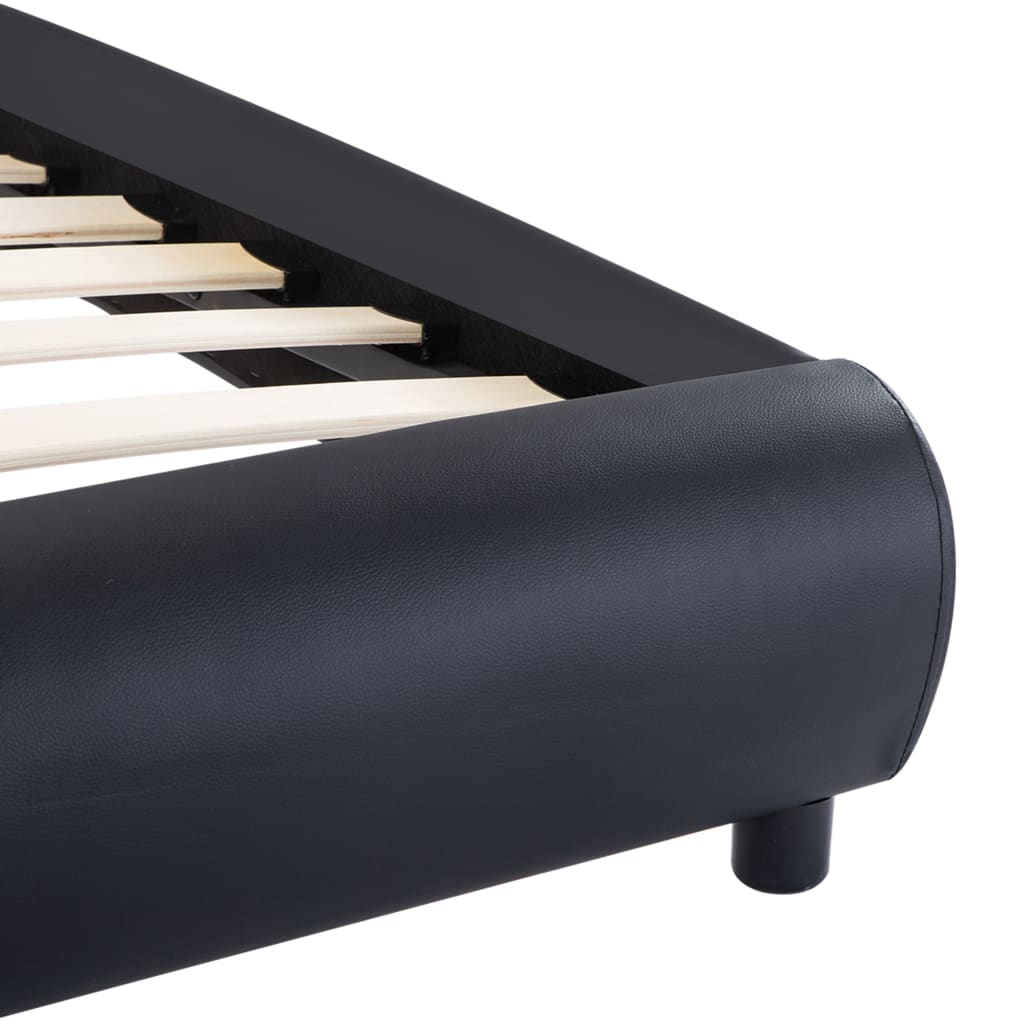 Cadru de pat cu LED, negru, 90 x 200 cm, piele ecologică GartenMobel Dekor