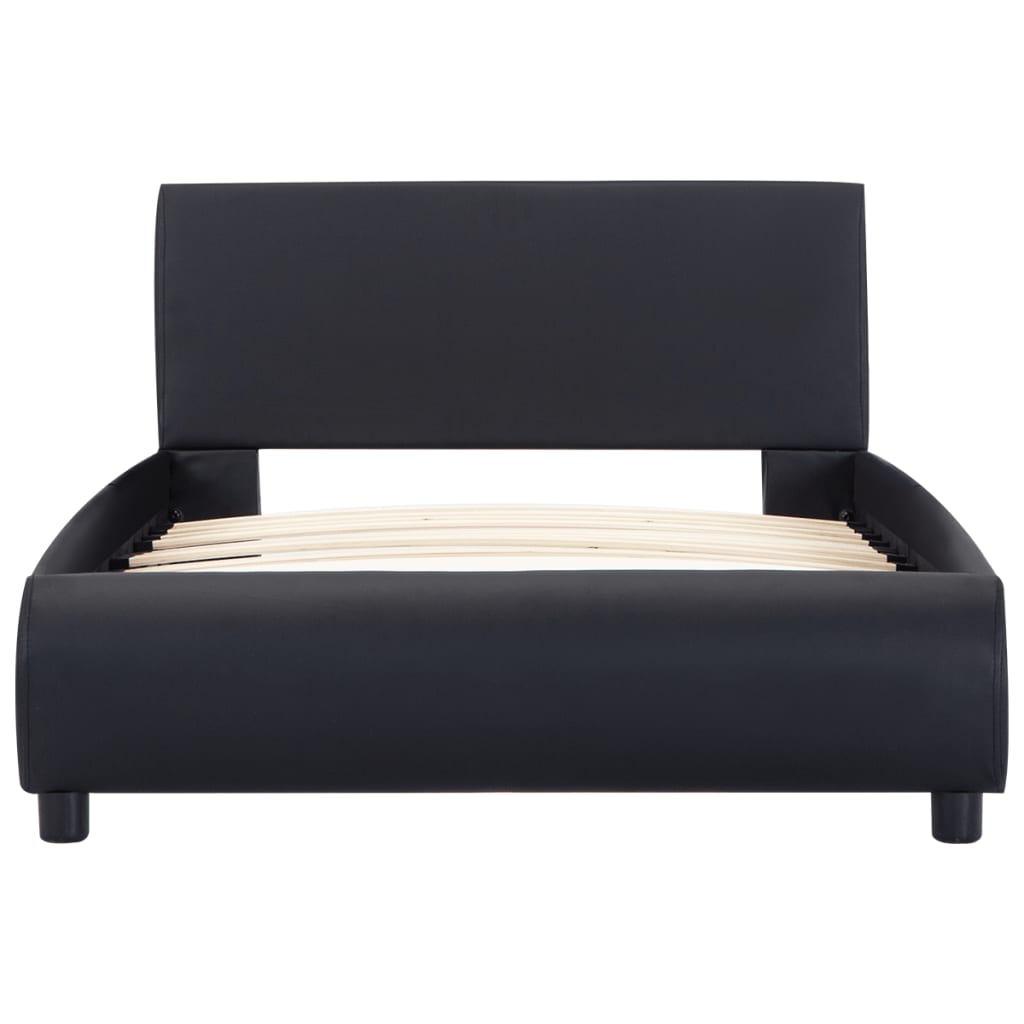 Cadru de pat cu LED, negru, 90 x 200 cm, piele ecologică GartenMobel Dekor