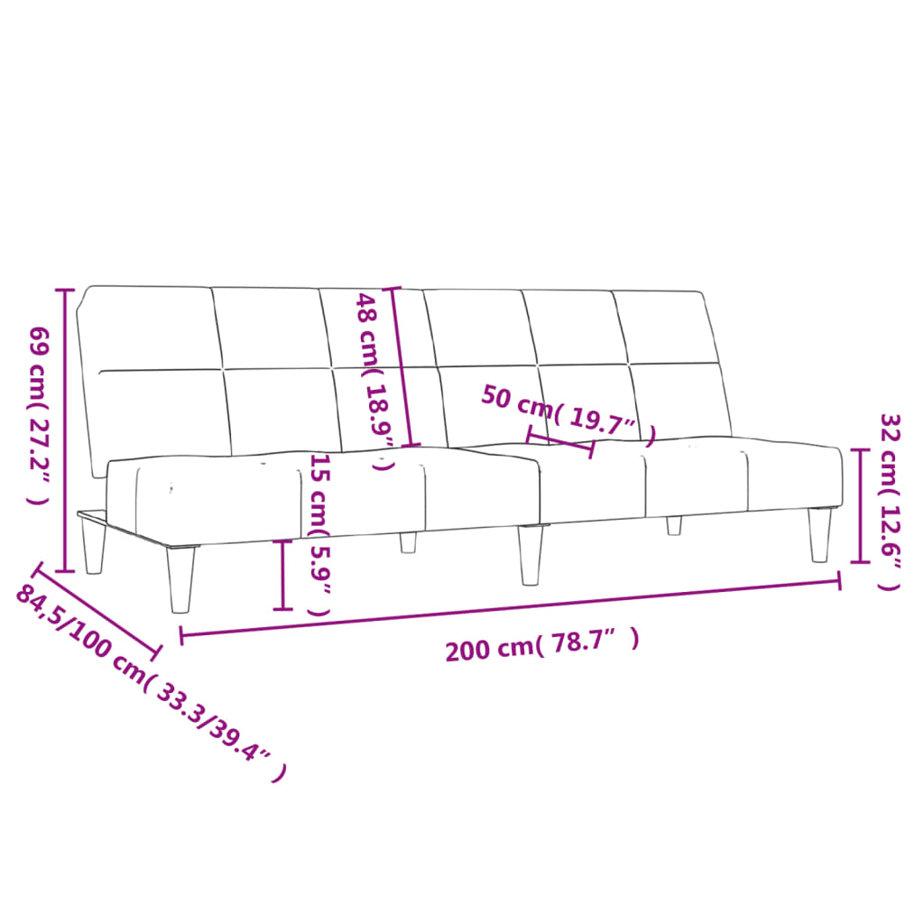 Canapea extensibilă cu 2 locuri, material textil GartenMobel Dekor