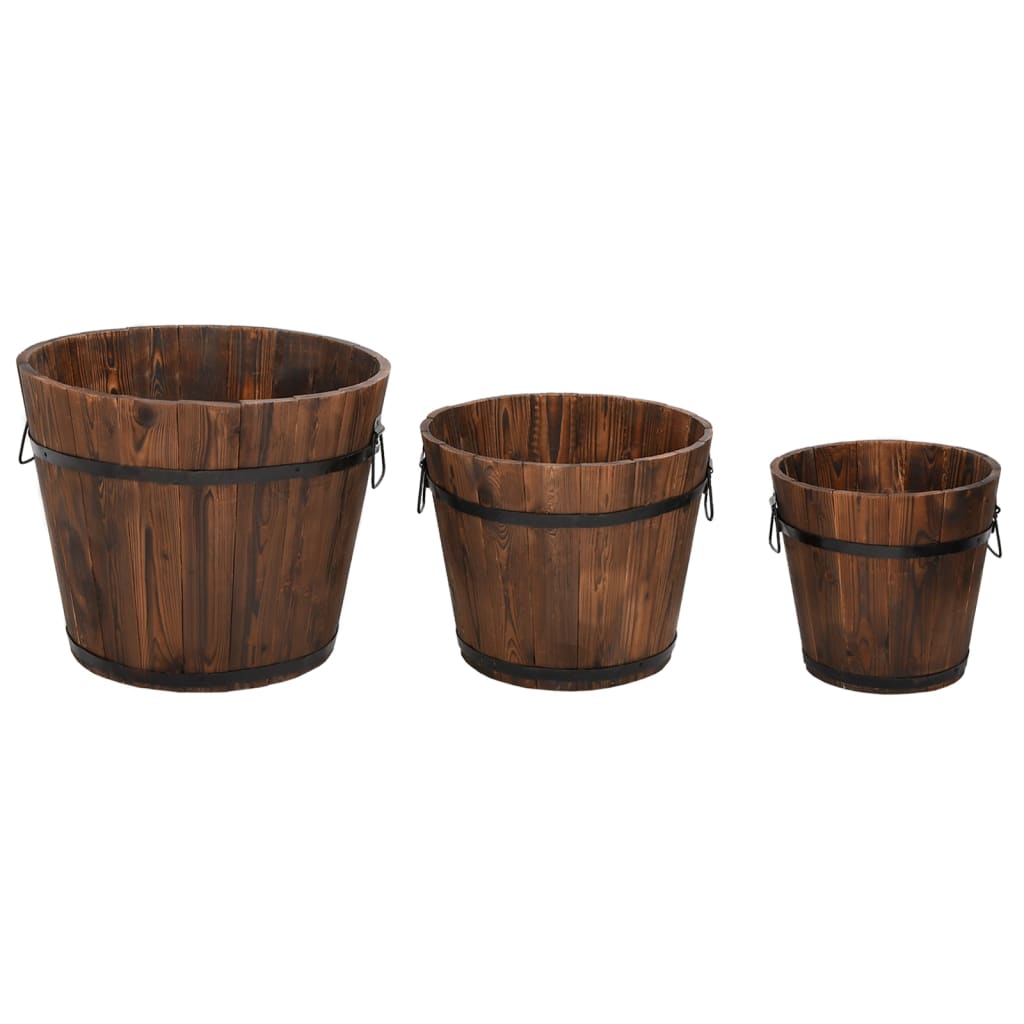 Set de jardiniere tip găleată, 3 piese, lemn masiv de brad GartenMobel Dekor