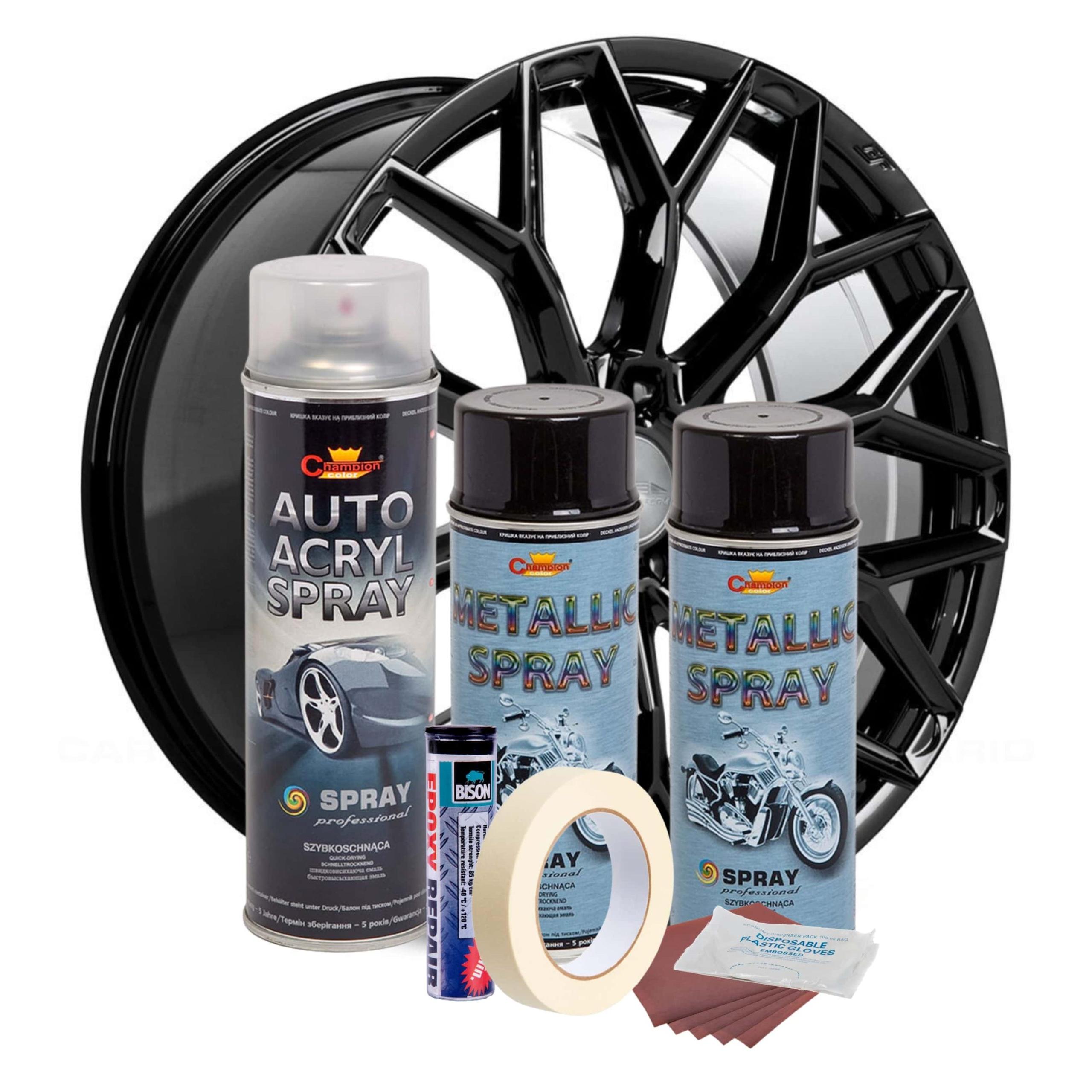 Kit complet reparatie si vopsire jante culoare Negru Metalizat, V2 FAVLine Selection