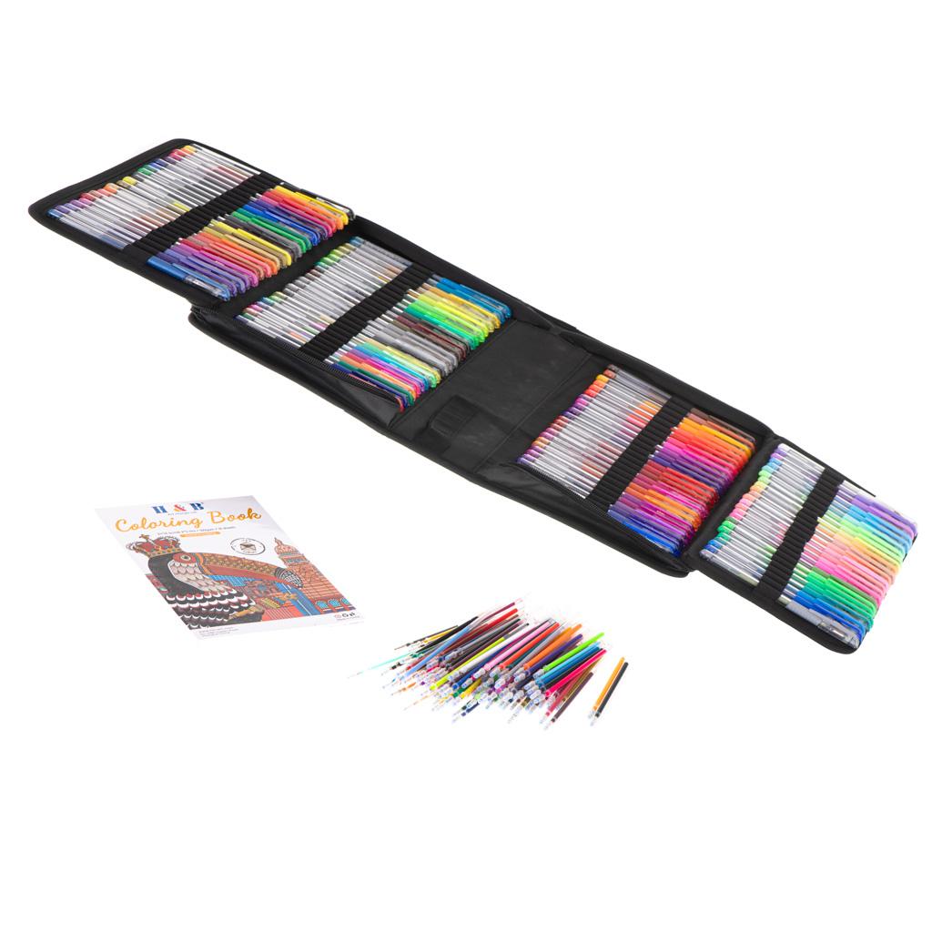 Set 242 piese, Pixuri cu gel multicolor + Rezerve + Carte de colorat + Penar FAVLine Selection