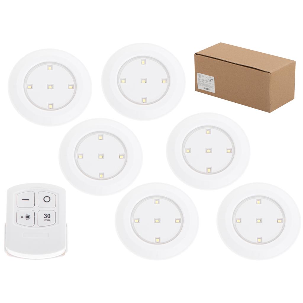 Set 6 Lampi LED Wireless, autoadezive, cu telecomanda, pentru iluminat scari sau mobilier FAVLine Selection