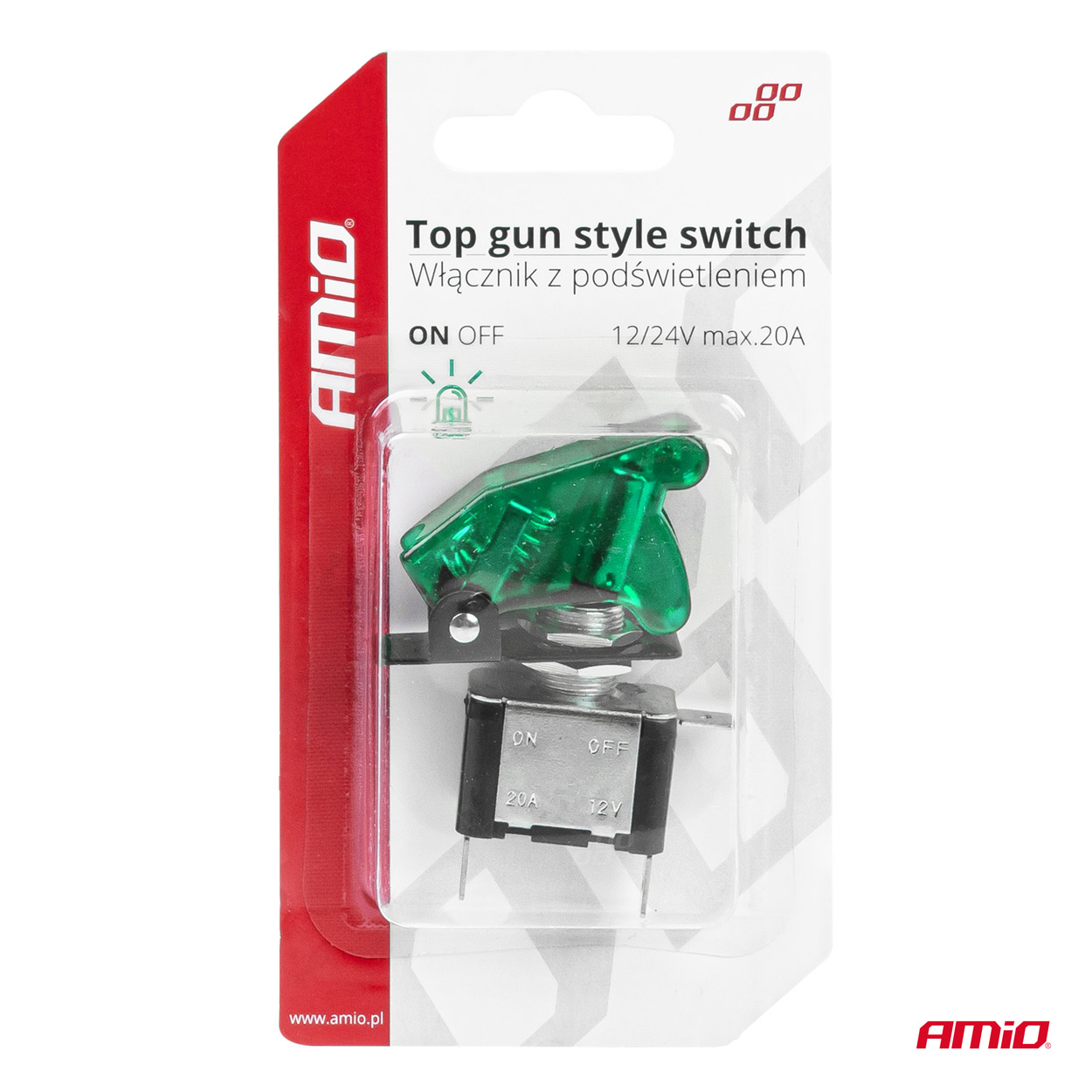 Comutator iluminat (intrerupator) cu protectie, destinatie auto, moto, ATV, SSV, Off-Road, model