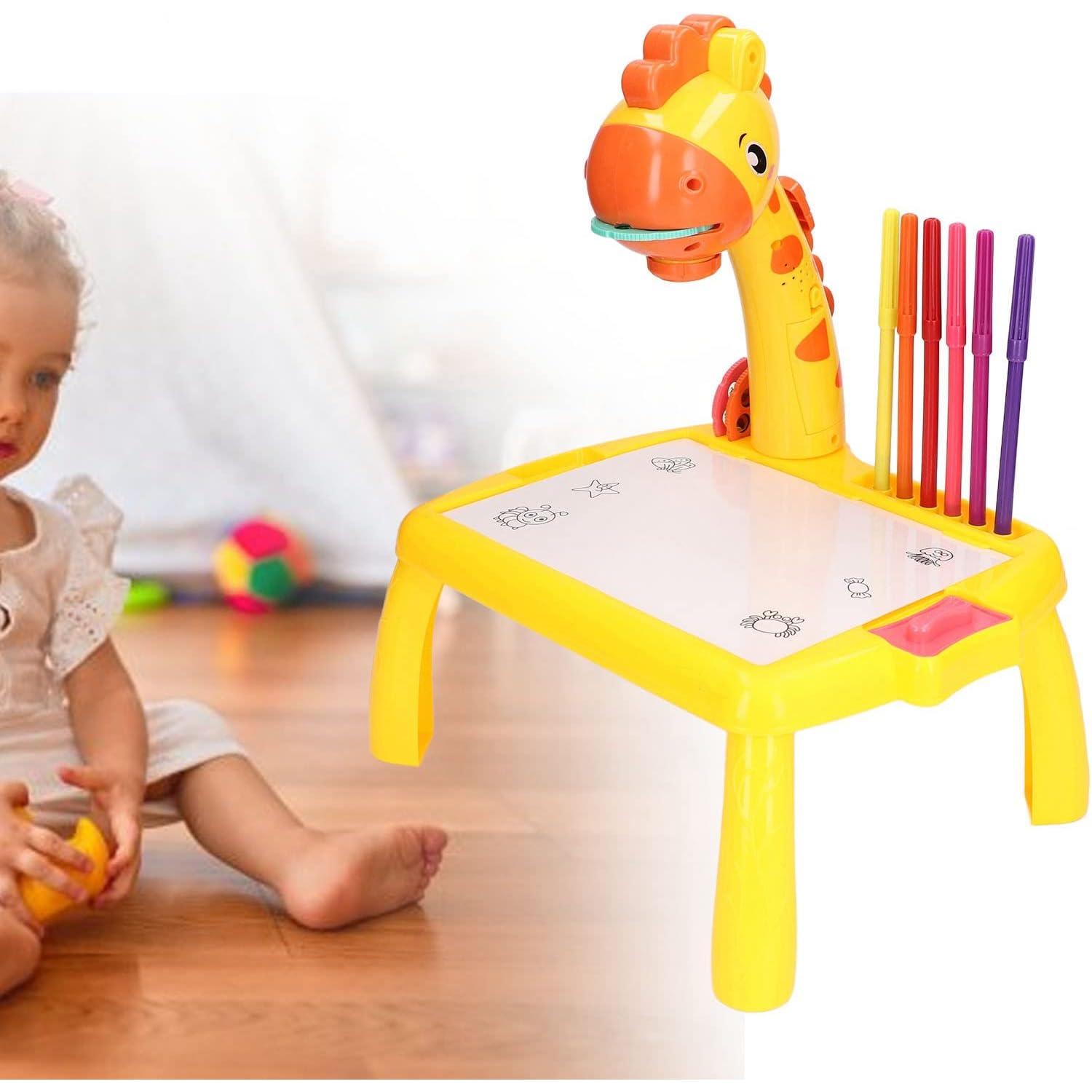 Masa Muzicala de Desen pentru copii cu Proiector, model Girafa, culoare Galben, 24 imagini, AVX-WT-222-2-YELLOW-GIRAFFE FAVLine Selection