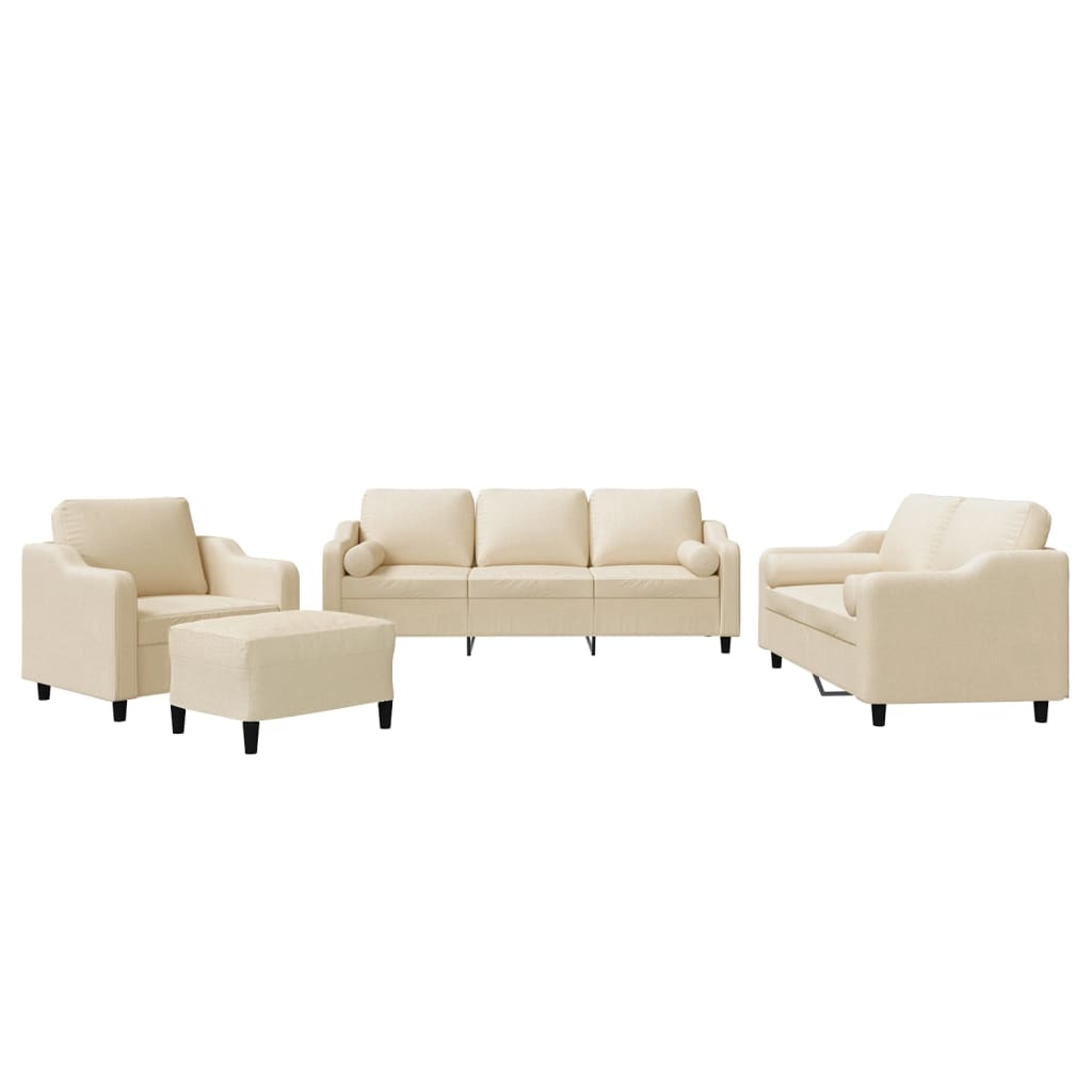 Set de canapele cu perne, 4 piese, crem, microfibră GartenMobel Dekor