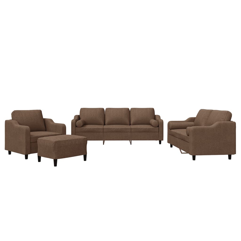 Set de canapele cu perne, 4 piese, maro, textil GartenMobel Dekor