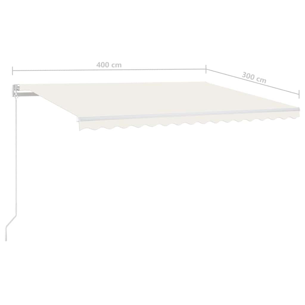 Copertină retractabilă manual cu LED, crem, 400x300 cm GartenMobel Dekor