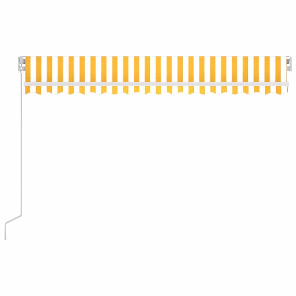 Copertină retractabilă manual cu LED, galben & alb, 400x300 cm GartenMobel Dekor