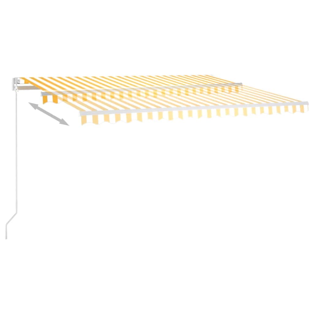 Copertină retractabilă manual cu LED, galben & alb, 400x300 cm GartenMobel Dekor