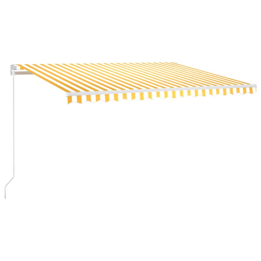 Copertină retractabilă manual cu LED, galben & alb, 400x300 cm GartenMobel Dekor