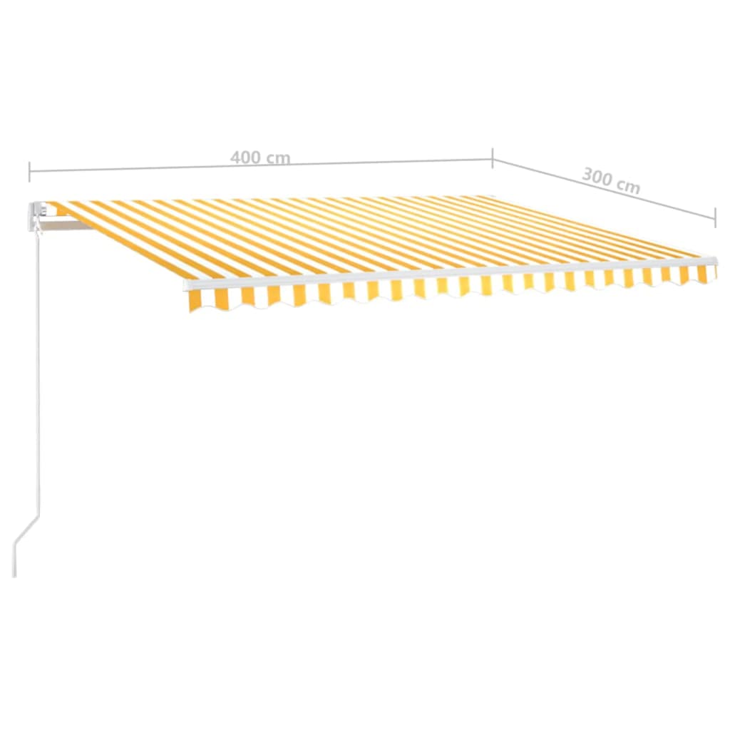 Copertină retractabilă manual cu LED, galben & alb, 400x300 cm GartenMobel Dekor