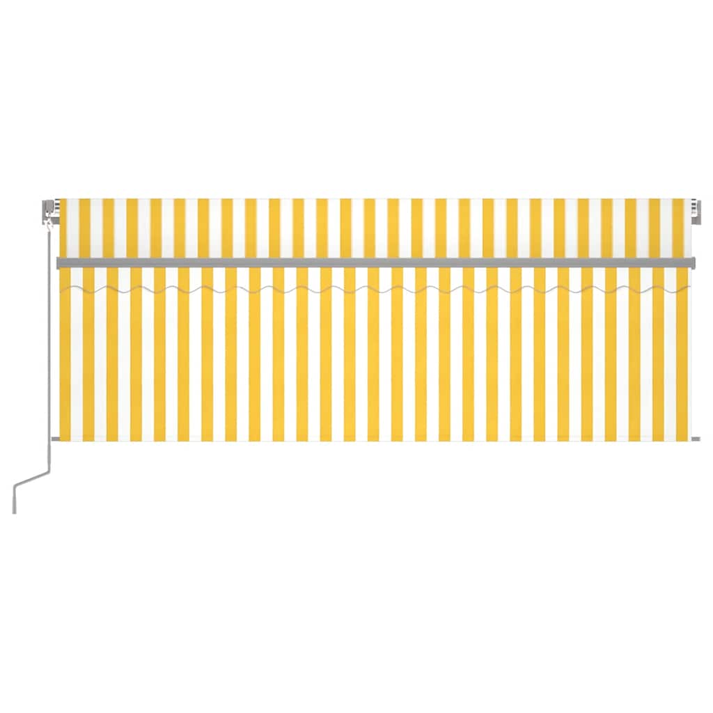 Copertină retractabilă manual cu stor, galben&alb, 4x3 m GartenMobel Dekor