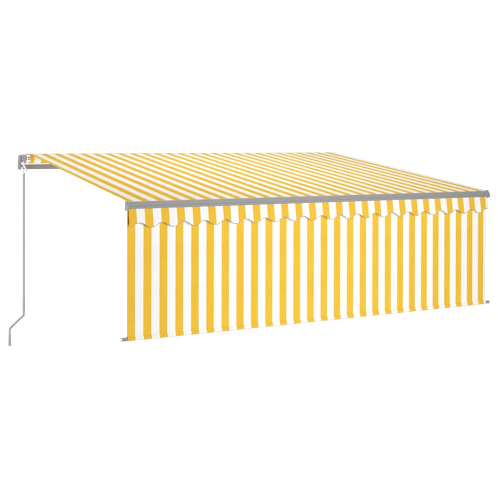 Copertină retractabilă manual cu stor, galben&alb, 4x3 m GartenMobel Dekor