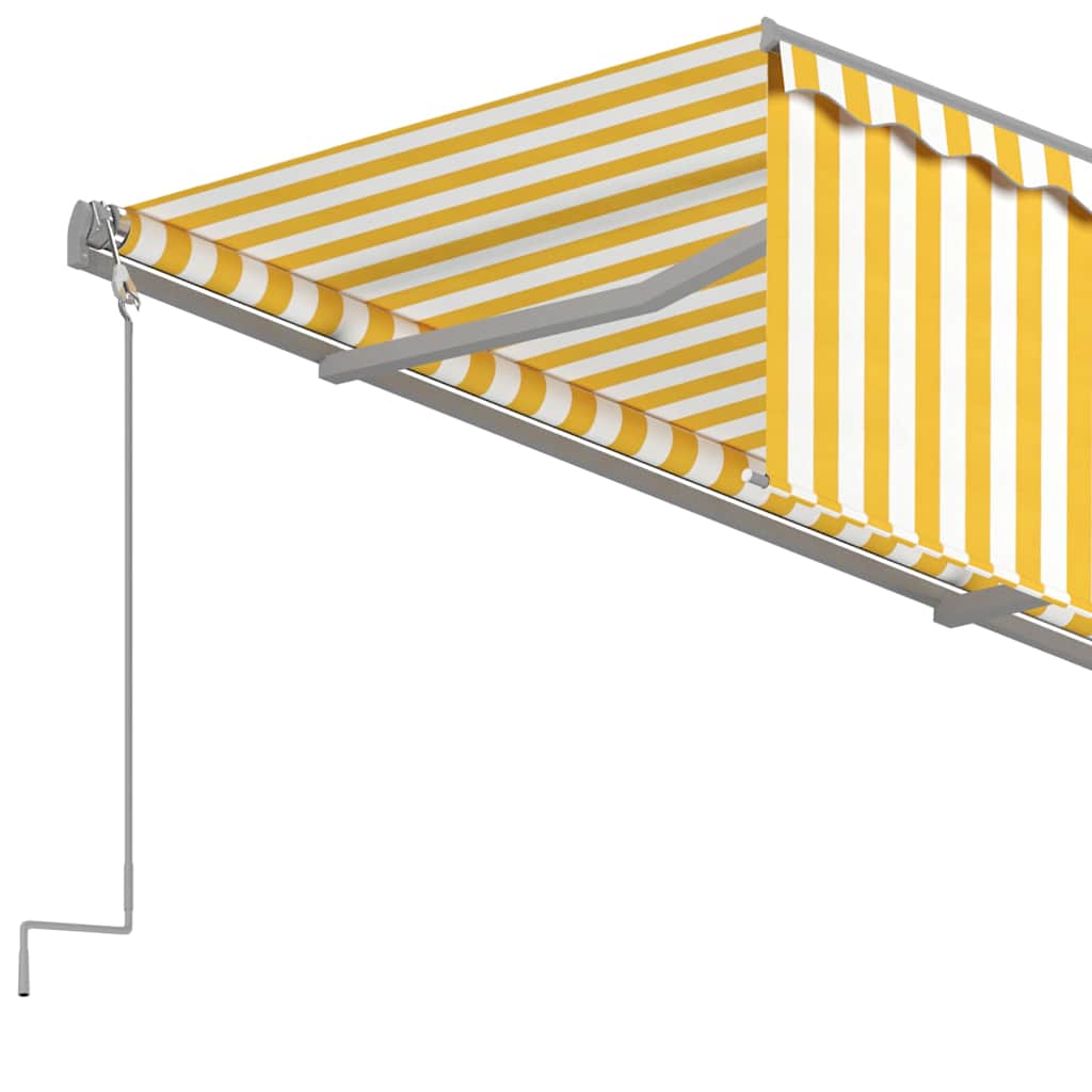 Copertină retractabilă manual cu stor, galben&alb, 4x3 m GartenMobel Dekor