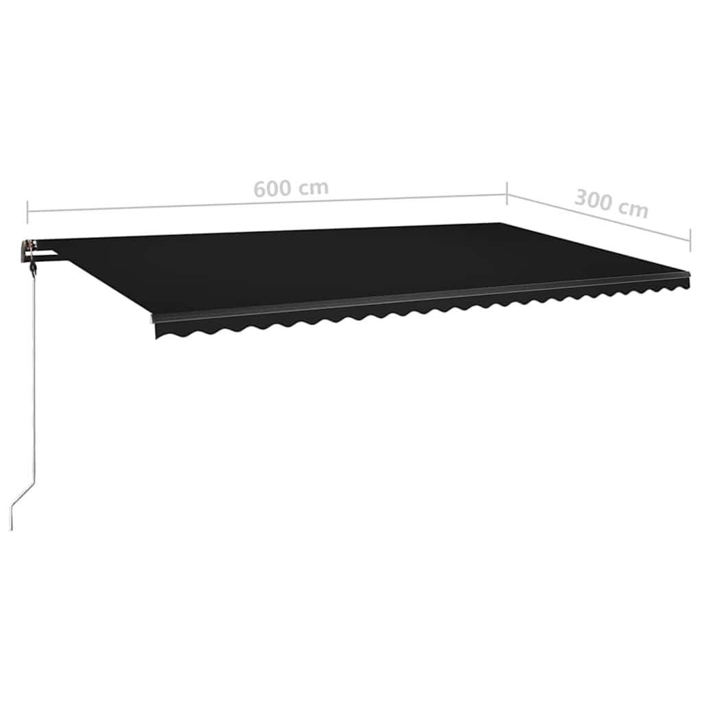 Copertină autonomă retractabilă manual, antracit, 600x300 cm GartenMobel Dekor