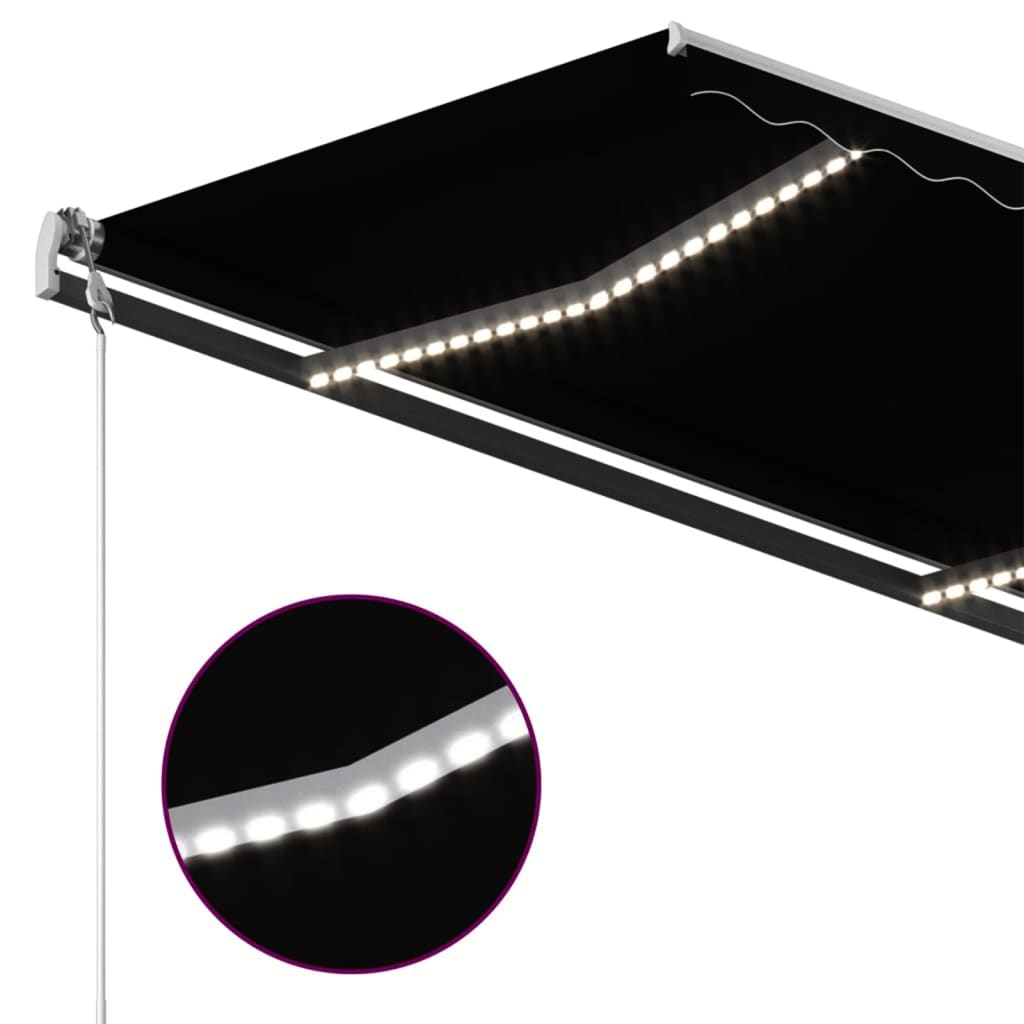Copertină retractabilă manual cu LED, antracit, 400x350 cm GartenMobel Dekor