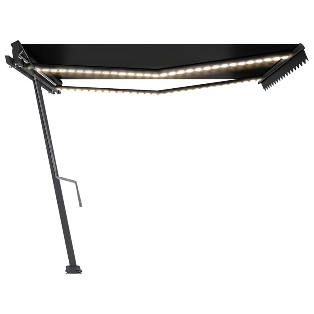 Copertină retractabilă manual cu LED, antracit, 400x350 cm GartenMobel Dekor