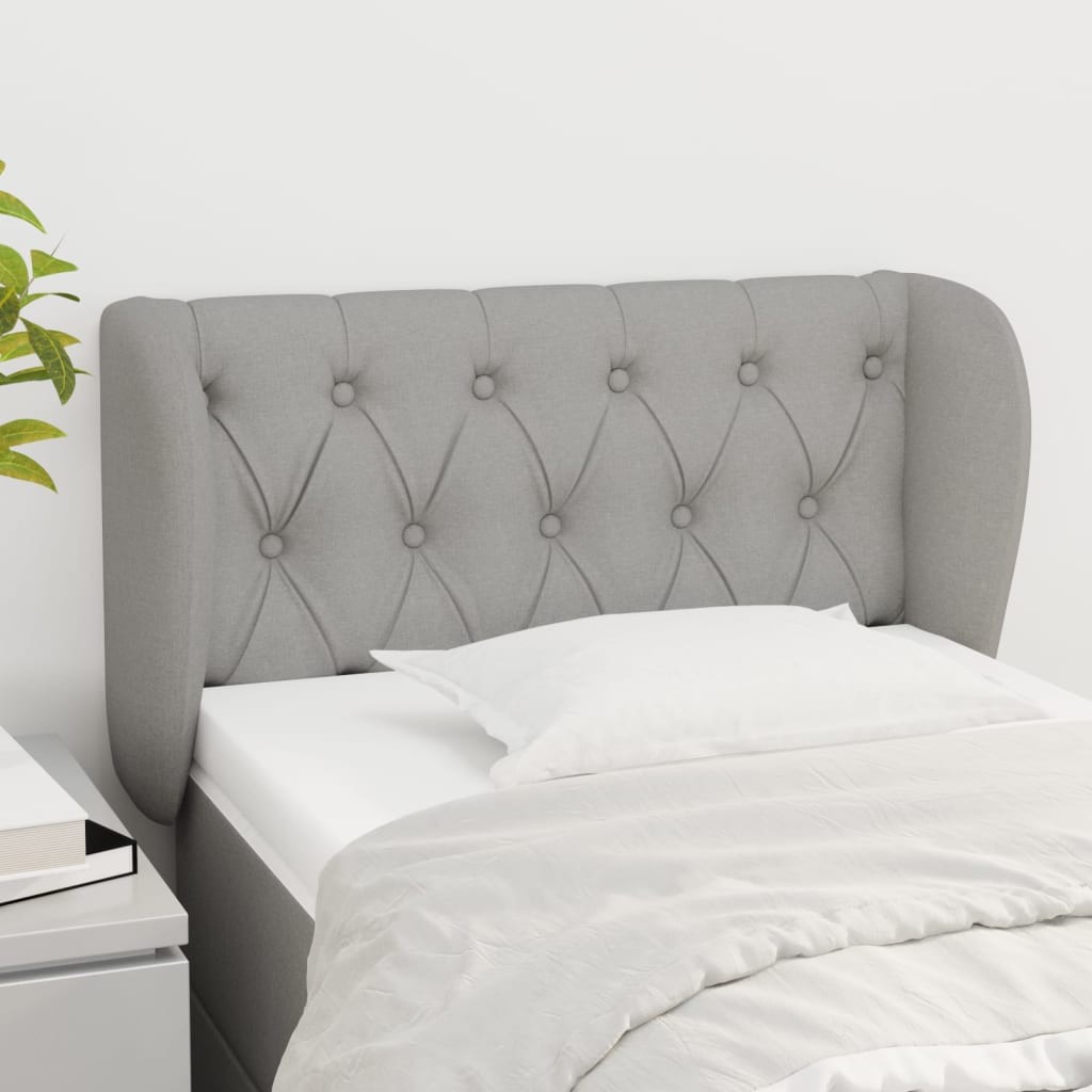 Tăblie de pat cu aripioare gri deschis 83x23x78/88 cm textil GartenMobel Dekor