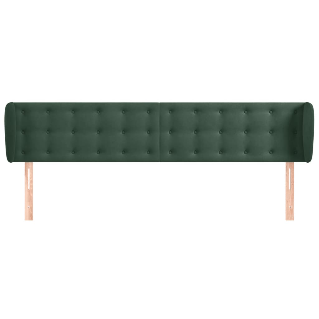 Tăblie de pat cu aripioare verde închis 203x23x78/88 cm catifea GartenMobel Dekor