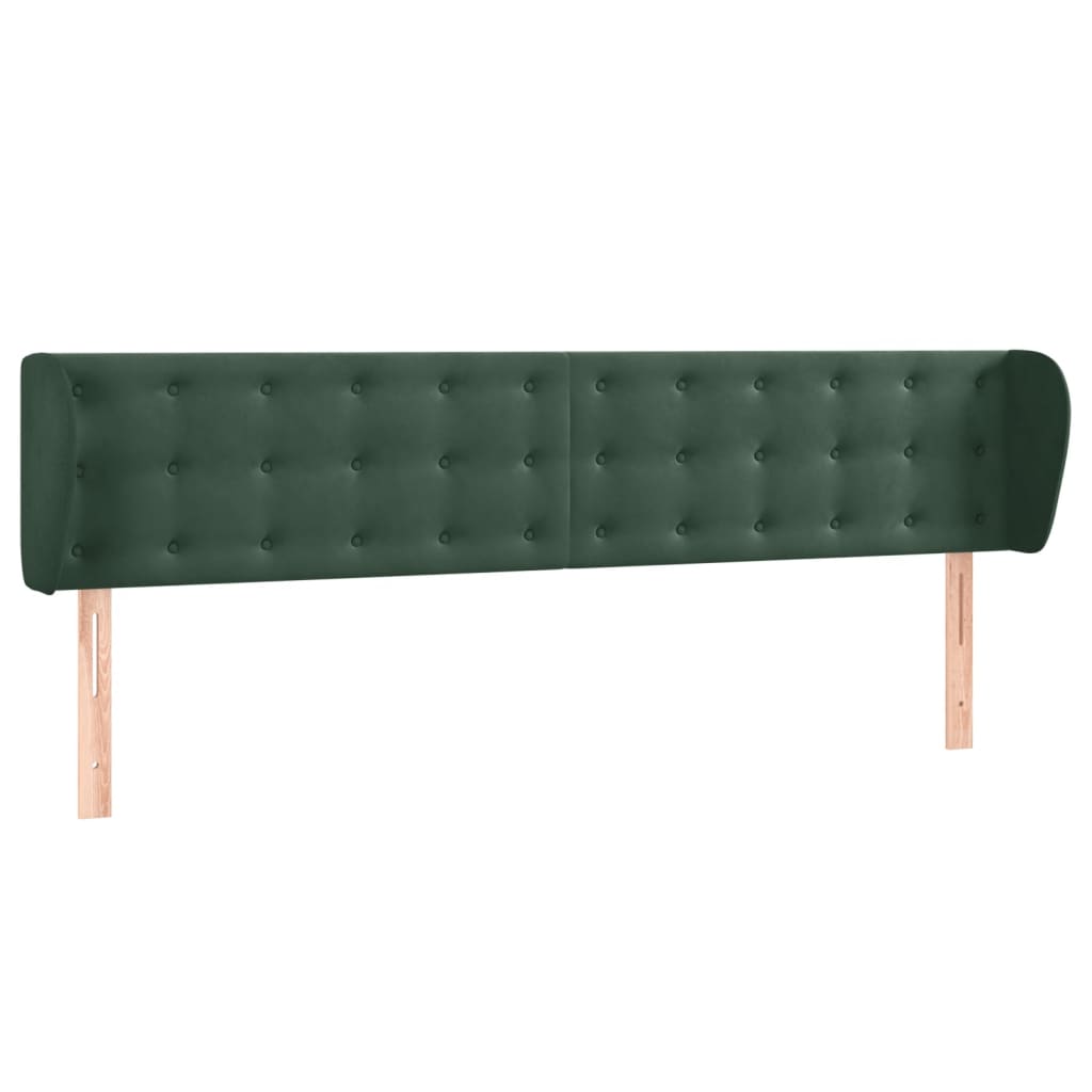 Tăblie de pat cu aripioare verde închis 203x23x78/88 cm catifea GartenMobel Dekor