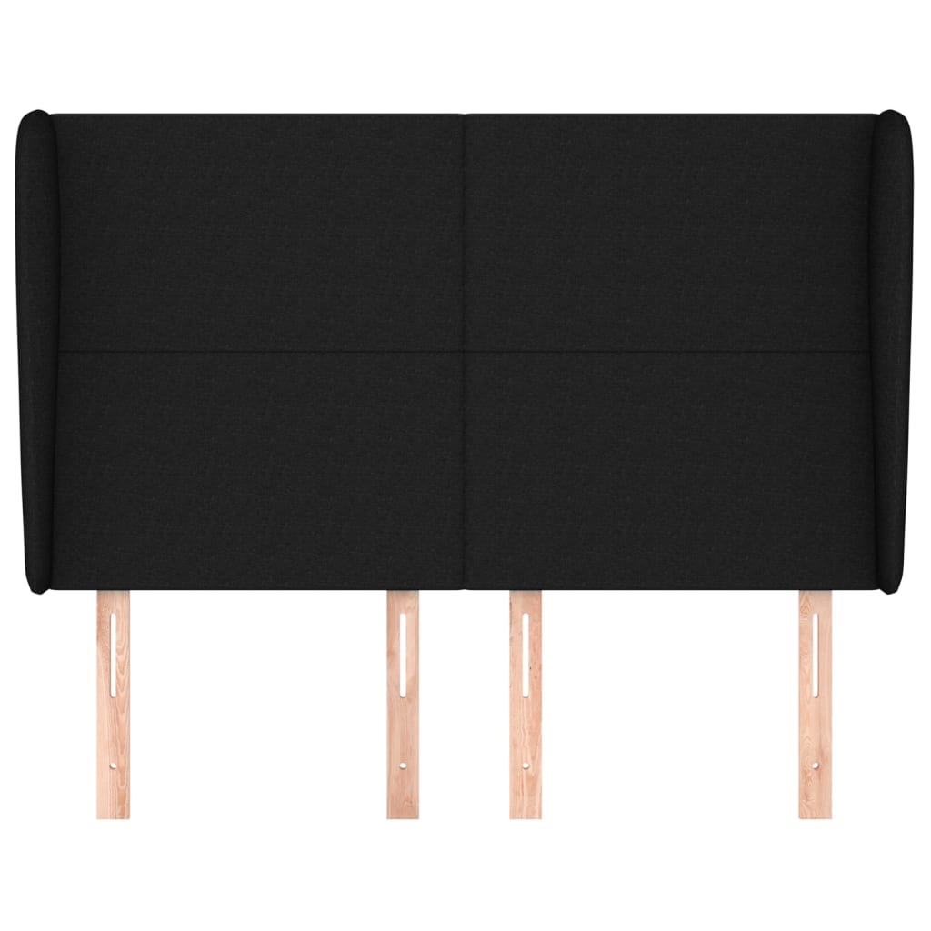 Tăblie de pat cu aripioare, negru, 147x23x118/128 cm, textil GartenMobel Dekor