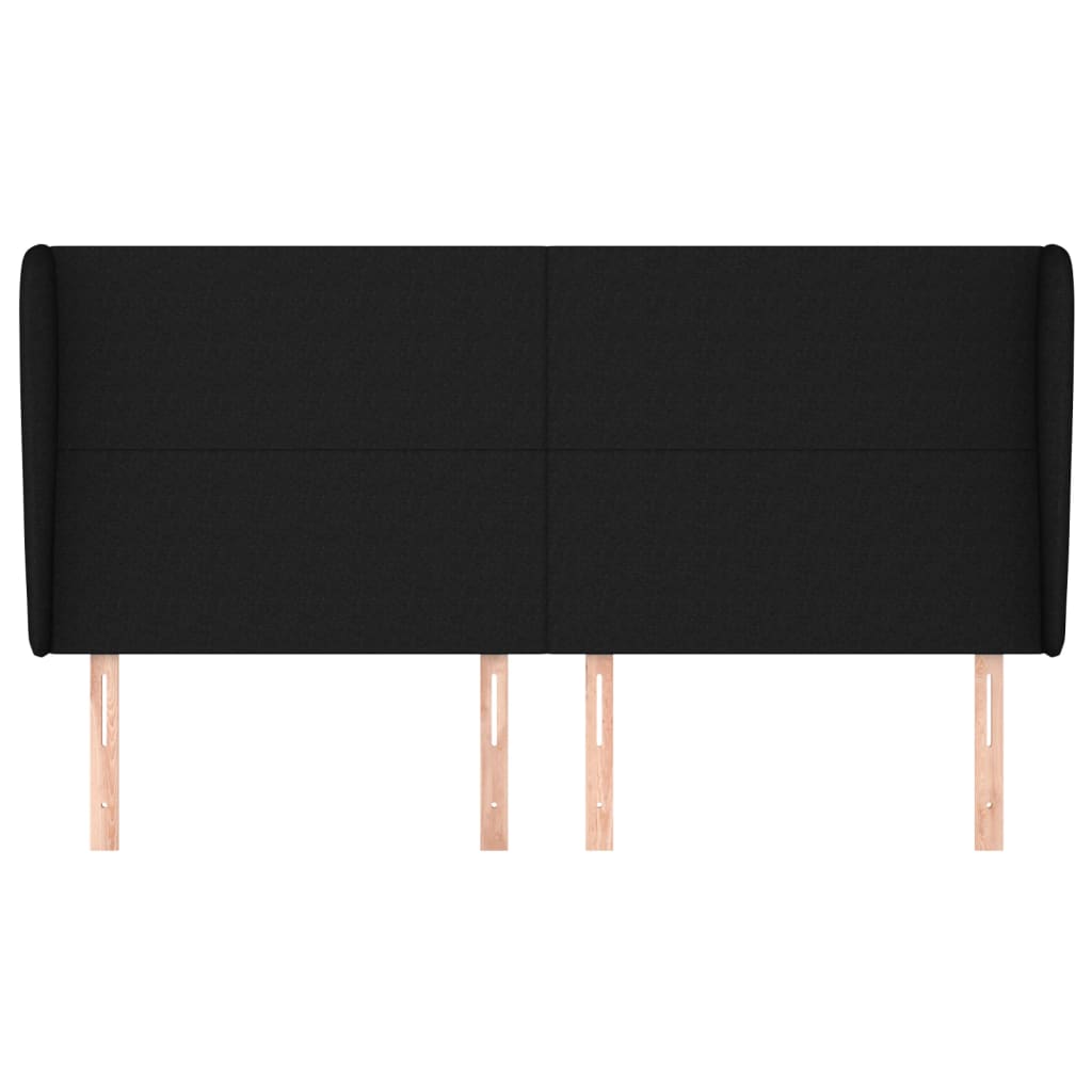 Tăblie de pat cu aripioare, negru, 163x23x118/128 cm, textil GartenMobel Dekor