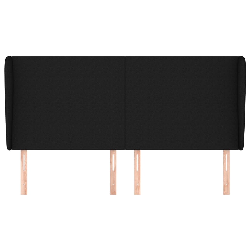 Tăblie de pat cu aripioare, negru, 203x23x118/128 cm, textil GartenMobel Dekor