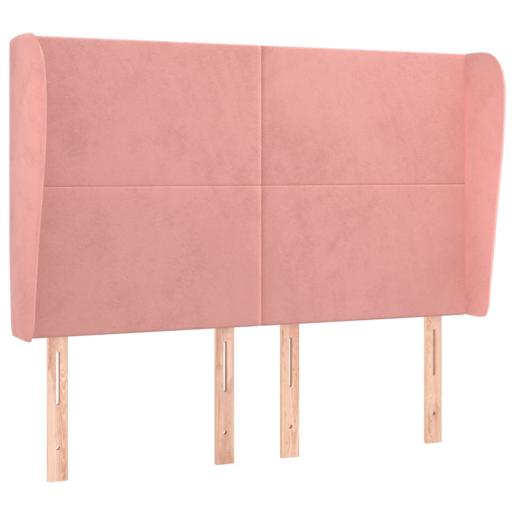 Tăblie de pat cu aripioare, roz, 147x23x118/128 cm, catifea GartenMobel Dekor