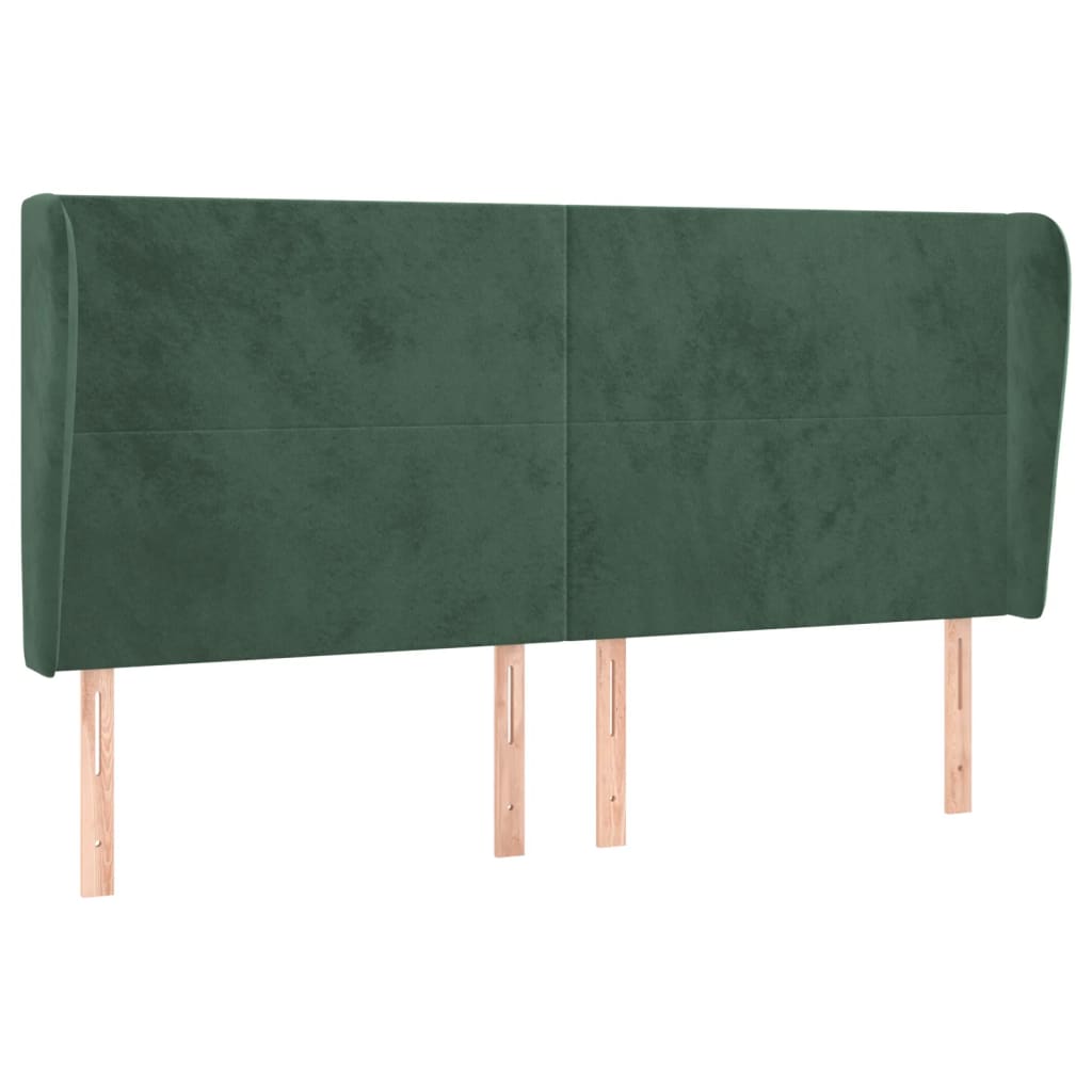 Tăblie pat cu aripioare verde închis 163x23x118/128 cm catifea GartenMobel Dekor