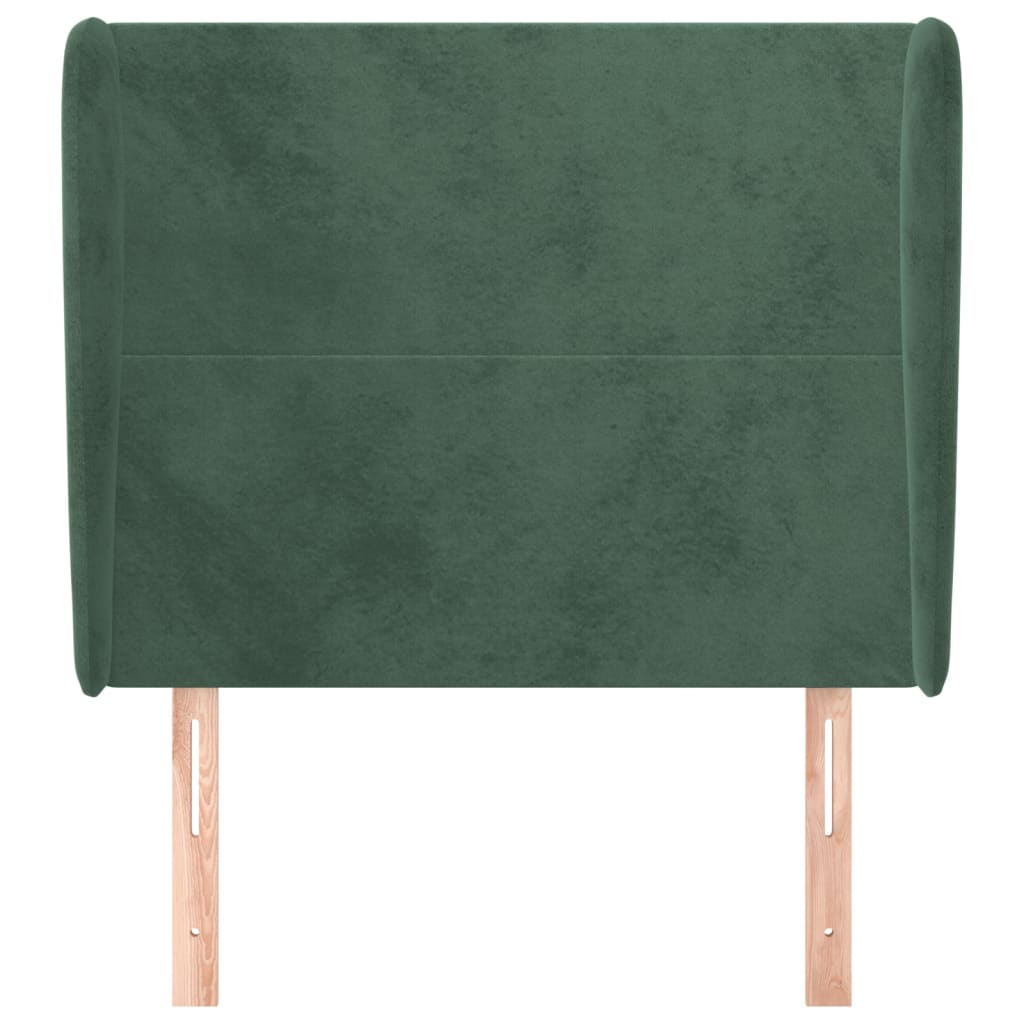 Tăblie pat cu aripioare verde închis 93x23x118/128 cm catifea GartenMobel Dekor