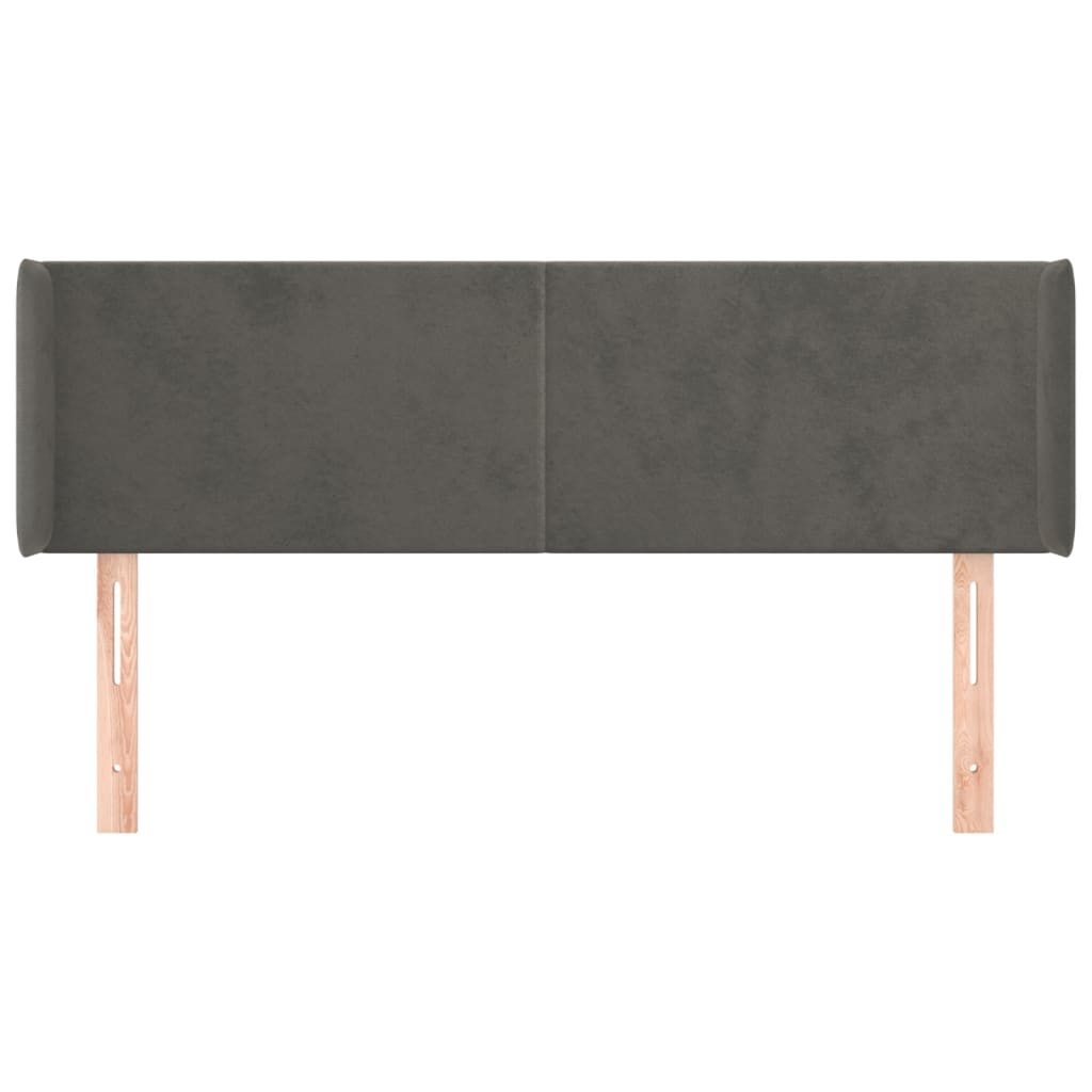 Tăblie de pat cu aripioare gri închis 147x16x78/88 cm catifea GartenMobel Dekor