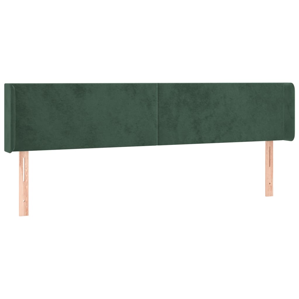 Tăblie de pat cu aripioare verde închis 183x16x78/88 cm catifea GartenMobel Dekor