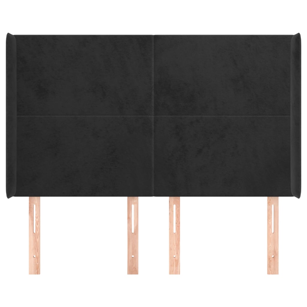 Tăblie de pat cu aripioare, negru, 147x16x118/128 cm, catifea GartenMobel Dekor