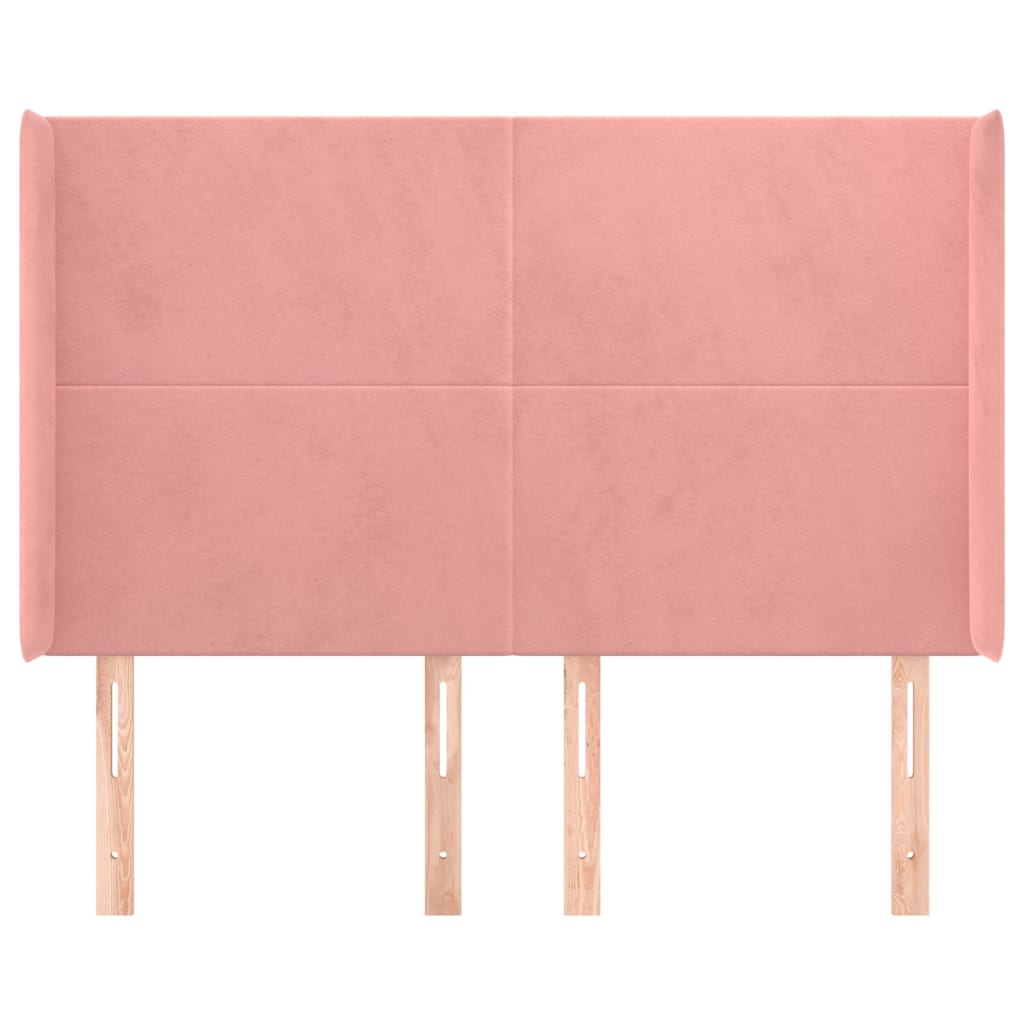 Tăblie de pat cu aripioare, roz, 147x16x118/128 cm, catifea GartenMobel Dekor