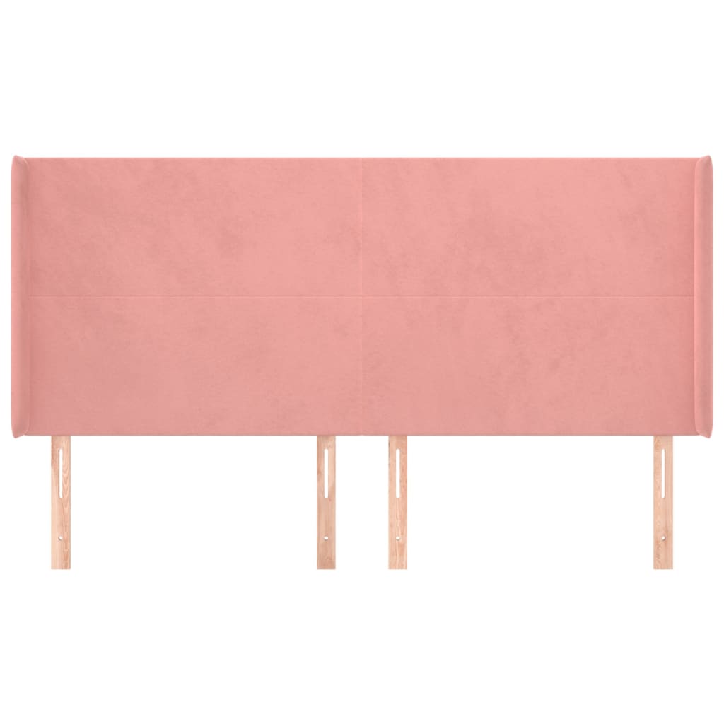 Tăblie de pat cu aripioare, roz, 163x16x118/128 cm, catifea GartenMobel Dekor