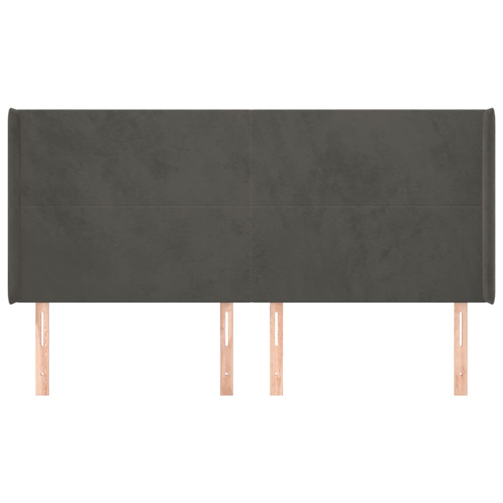 Tăblie de pat cu aripioare gri închis 183x16x118/128 cm catifea GartenMobel Dekor