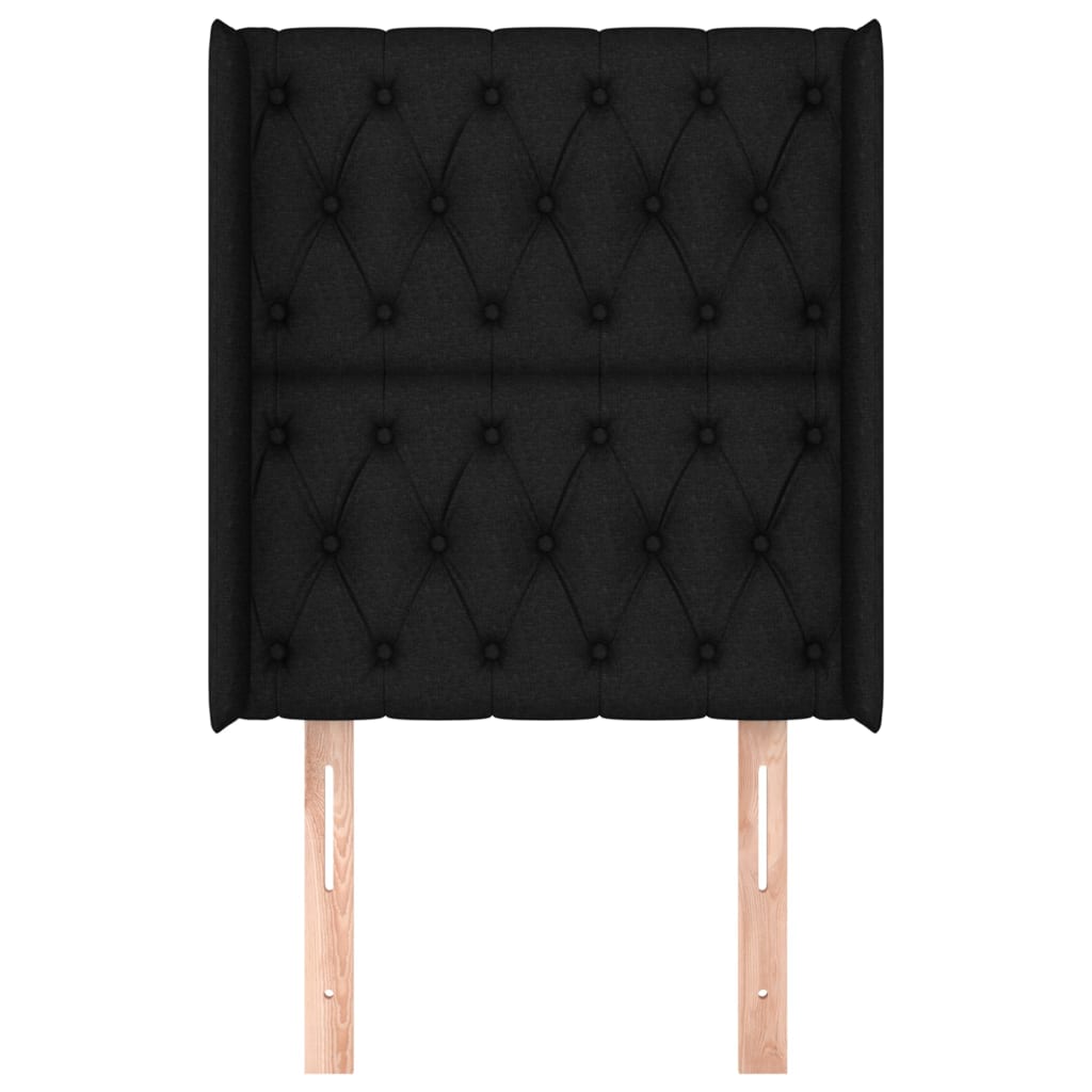 Tăblie de pat cu aripioare, negru, 83x16x118/128 cm, textil GartenMobel Dekor