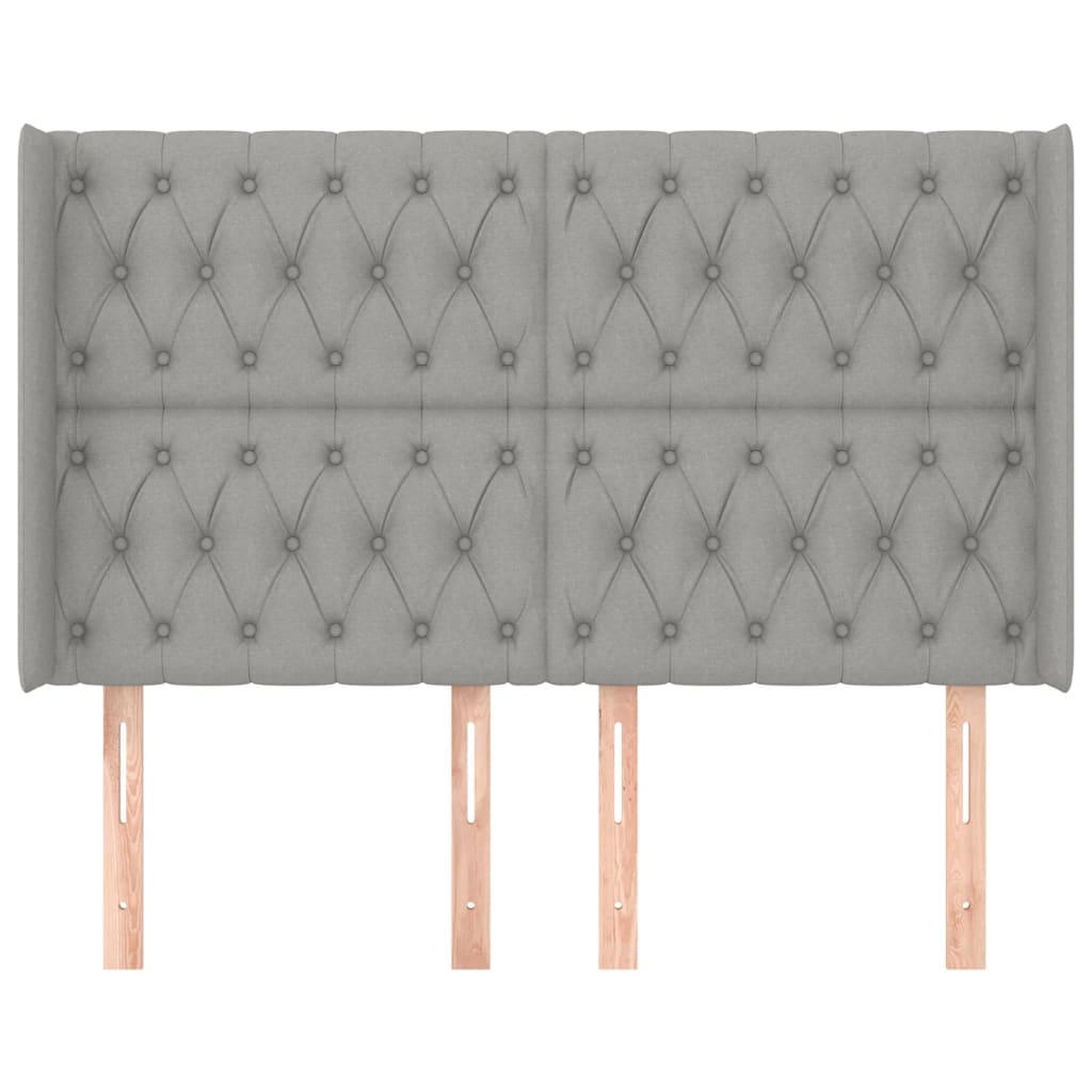 Tăblie de pat cu aripioare gri deschis 147x16x118/128 cm textil GartenMobel Dekor