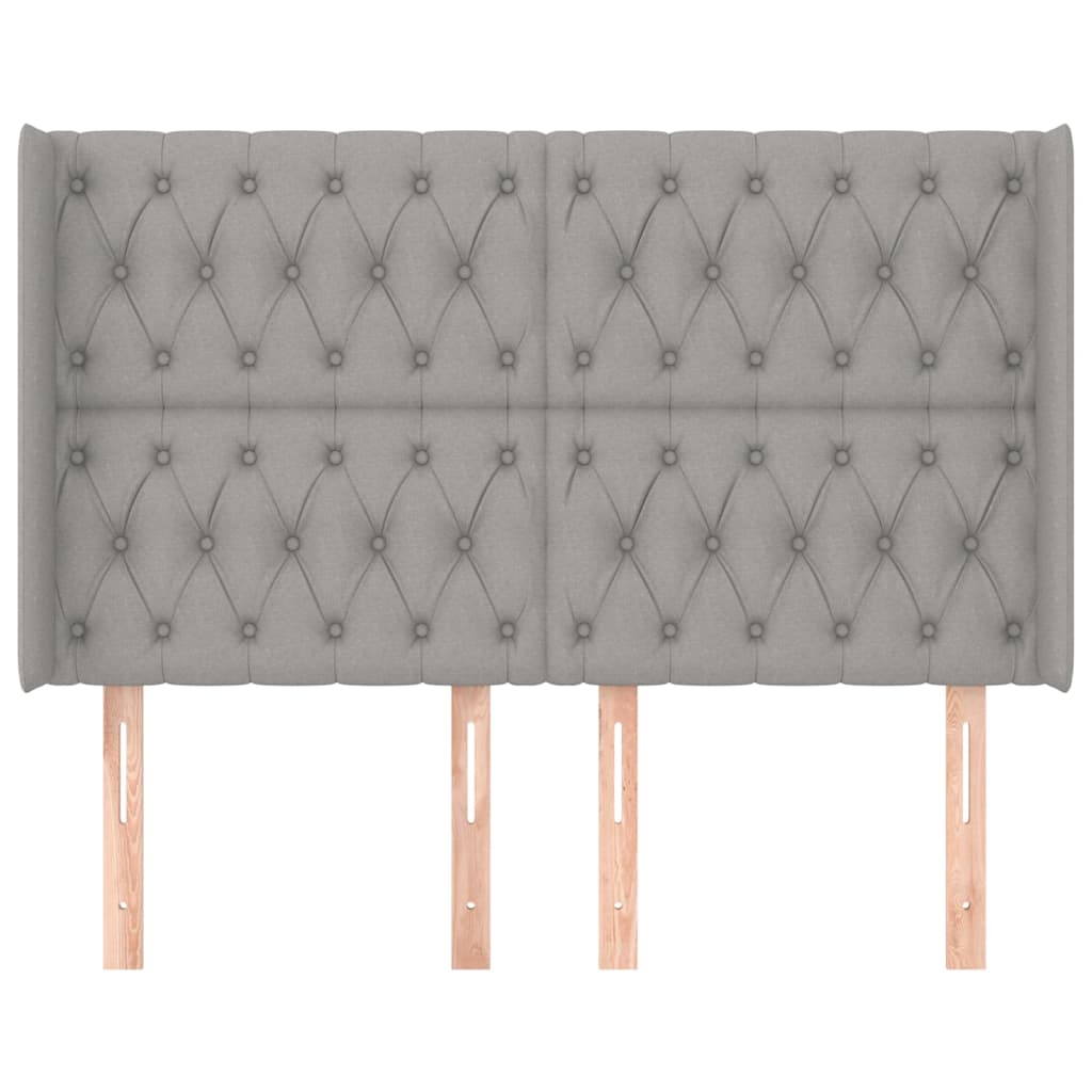 Tăblie de pat cu aripioare gri deschis 163x16x118/128 cm textil GartenMobel Dekor